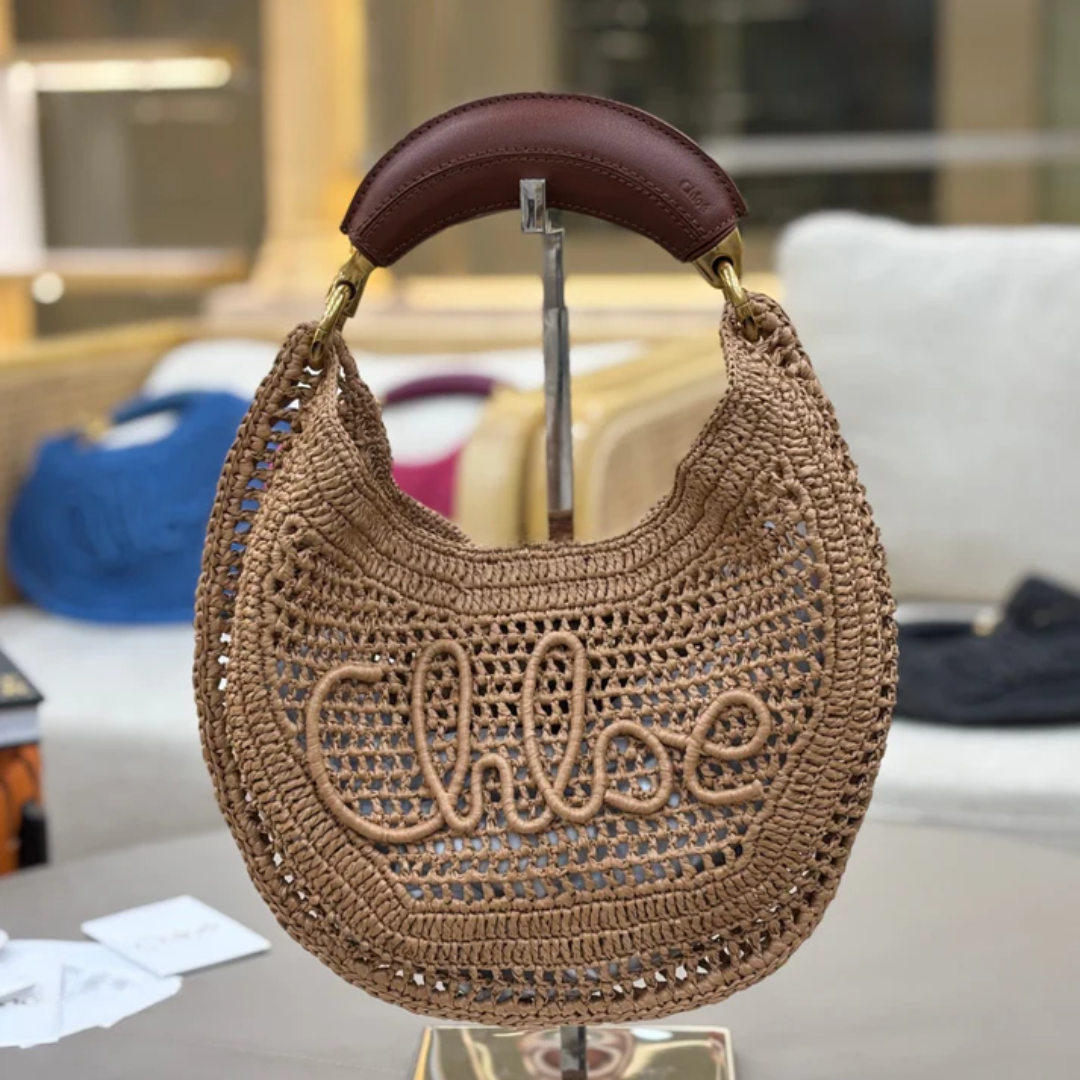 CHLOÉ HEISSE SOMMER BANANA-TASCHEN AUS RAFFIA